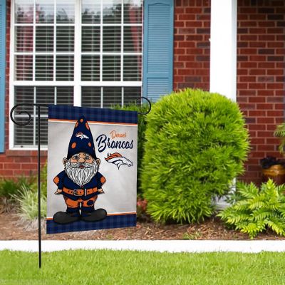 Rico Industries NFL Football Denver Broncos Gnome Spring 13" x 18" Double Sided Garden Flag Image 1