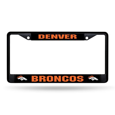 Rico Industries NFL Football Denver Broncos Primary Black Chrome Frame with Plastic Inserts 12" x 6" Car/Truck Auto Accessory Image 1