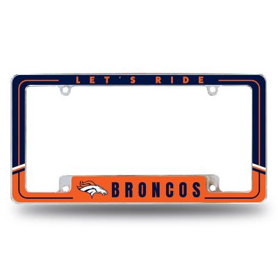 Rico Industries NFL Football Denver Broncos Two-Tone 12" x 6" Chrome All Over Automotive License Plate Frame for Car/Truck/SUV Image 1