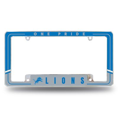 Rico Industries NFL Football Detroit Lions Two-Tone 12" x 6" Chrome All Over Automotive License Plate Frame for Car/Truck/SUV Image 1