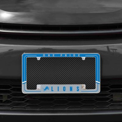 Rico Industries NFL Football Detroit Lions Two-Tone 12" x 6" Chrome All Over Automotive License Plate Frame for Car/Truck/SUV Image 1