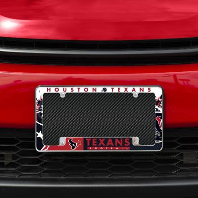 Rico Industries NFL Football Houston Texans Primary 12" x 6" Chrome All Over Automotive License Plate Frame for Car/Truck/SUV Image 1