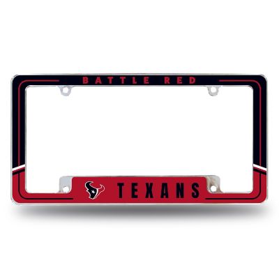 Rico Industries NFL Football Houston Texans Two-Tone 12" x 6" Chrome All Over Automotive License Plate Frame for Car/Truck/SUV Image 1