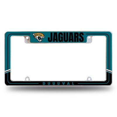 Rico Industries NFL Football Jacksonville Jaguars Two-Tone 12" x 6" Chrome All Over Automotive License Plate Frame for Car/Truck/SUV Image 1