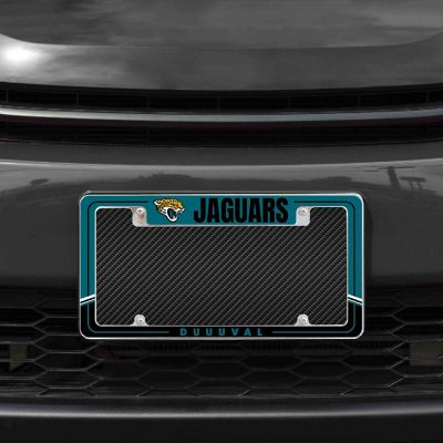 Rico Industries NFL Football Jacksonville Jaguars Two-Tone 12" x 6" Chrome All Over Automotive License Plate Frame for Car/Truck/SUV Image 1