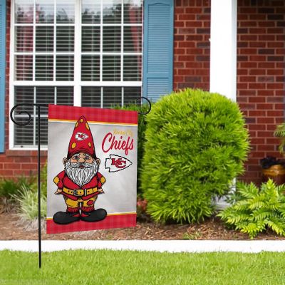 Rico Industries NFL Football Kansas City Chiefs Gnome Spring 13" x 18" Double Sided Garden Flag Image 1
