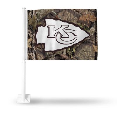 Rico Industries NFL Football Kansas City Chiefs Mossy Oak Double Sided Car Flag -  16" x 19" - Strong Pole that Hooks Onto Car/Truck/Automobile Image 1