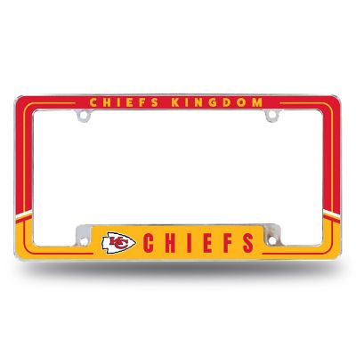 Rico Industries NFL Football Kansas City Chiefs Two-Tone 12" x 6" Chrome All Over Automotive License Plate Frame for Car/Truck/SUV Image 1