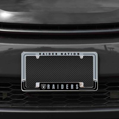 Rico Industries NFL Football Las Vegas Raiders Two-Tone 12" x 6" Chrome All Over Automotive License Plate Frame for Car/Truck/SUV Image 1