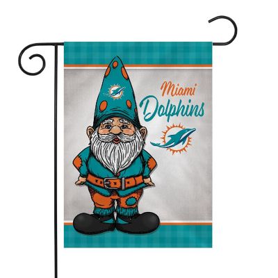 Rico Industries NFL Football Miami Dolphins Gnome Spring 13" x 18" Double Sided Garden Flag Image 1