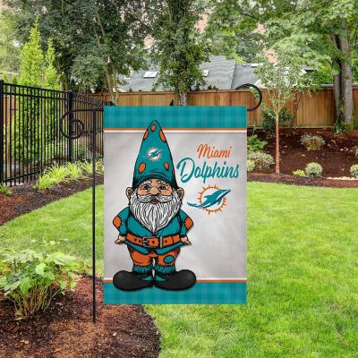 Rico Industries NFL Football Miami Dolphins Gnome Spring 13" x 18" Double Sided Garden Flag Image 2