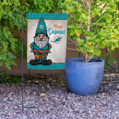 Rico Industries NFL Football Miami Dolphins Gnome Spring 13" x 18" Double Sided Garden Flag Image 3