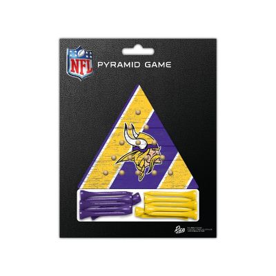 Rico Industries NFL Football Minnesota Vikings  4.5" x 4" Wooden Travel Sized Pyramid Game - Toy Peg Games - Triangle - Family Fun Image 1