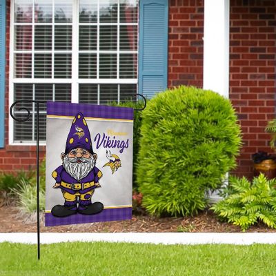 Rico Industries NFL Football Minnesota Vikings Gnome Spring 13" x 18" Double Sided Garden Flag Image 1
