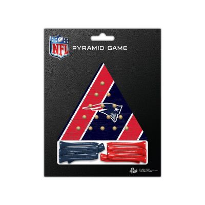 Rico Industries NFL Football New England Patriots  4.5" x 4" Wooden Travel Sized Pyramid Game - Toy Peg Games - Triangle - Family Fun Image 2