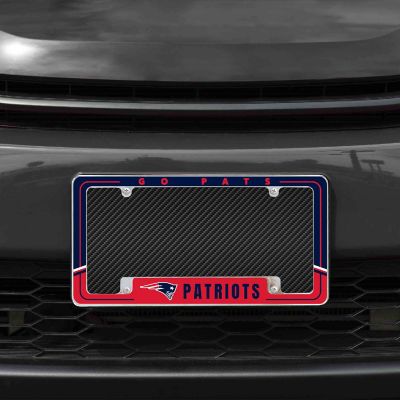 Rico Industries NFL Football New England Patriots Two-Tone 12" x 6" Chrome All Over Automotive License Plate Frame for Car/Truck/SUV Image 1
