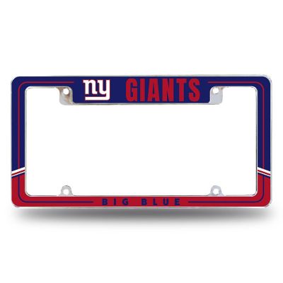 Rico Industries NFL Football New York Giants Two-Tone 12" x 6" Chrome All Over Automotive License Plate Frame for Car/Truck/SUV Image 1