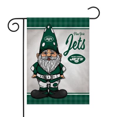Rico Industries NFL Football New York Jets Gnome Spring 13" x 18" Double Sided Garden Flag Image 1