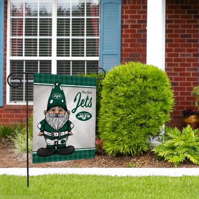 Rico Industries NFL Football New York Jets Gnome Spring 13" x 18" Double Sided Garden Flag Image 1
