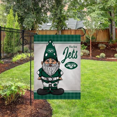 Rico Industries NFL Football New York Jets Gnome Spring 13" x 18" Double Sided Garden Flag Image 2