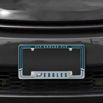 Rico Industries NFL Football Philadelphia Eagles Two-Tone 12" x 6" Chrome All Over Automotive License Plate Frame for Car/Truck/SUV Image 1