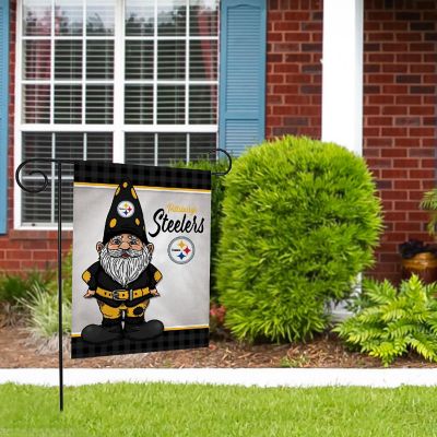 Rico Industries NFL Football Pittsburgh Steelers Gnome Spring 13" x 18" Double Sided Garden Flag Image 1