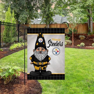 Rico Industries NFL Football Pittsburgh Steelers Gnome Spring 13" x 18" Double Sided Garden Flag Image 2