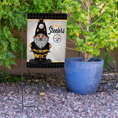 Rico Industries NFL Football Pittsburgh Steelers Gnome Spring 13" x 18" Double Sided Garden Flag Image 3