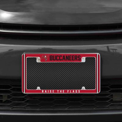 Rico Industries NFL Football Tampa Bay Buccaneers Raise The Flags 12" x 6" Chrome All Over Automotive License Plate Frame for Car/Truck/SUV Image 1