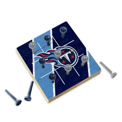 Rico Industries NFL Football Tennessee Titans  4.25" x 4.25" Wooden Travel Sized Tic Tac Toe Game - Toy Peg Games - Family Fun Image 1