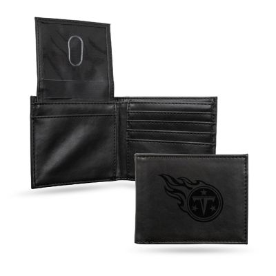 Rico Industries NFL Football Tennessee Titans Black Laser Engraved Bill-fold Wallet - Slim Design - Great Gift Image 1