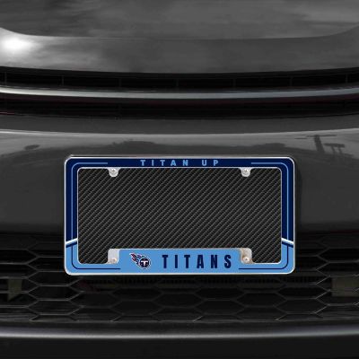 Rico Industries NFL Football Tennessee Titans Two-Tone 12" x 6" Chrome All Over Automotive License Plate Frame for Car/Truck/SUV Image 1