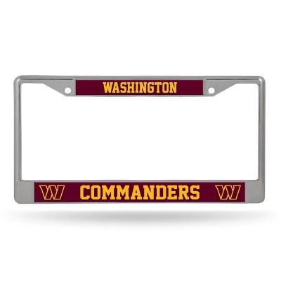 Rico Industries NFL Football Washington Commanders  12" x 6" Chrome Frame With Decal Inserts - Car/Truck/SUV Automobile Accessory Image 1