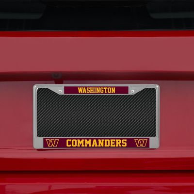 Rico Industries NFL Football Washington Commanders  12" x 6" Chrome Frame With Decal Inserts - Car/Truck/SUV Automobile Accessory Image 1