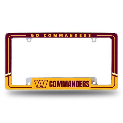 Rico Industries NFL Football Washington Commanders Two-Tone 12" x 6" Chrome All Over Automotive License Plate Frame for Car/Truck/SUV Image 1