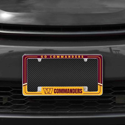 Rico Industries NFL Football Washington Commanders Two-Tone 12" x 6" Chrome All Over Automotive License Plate Frame for Car/Truck/SUV Image 1