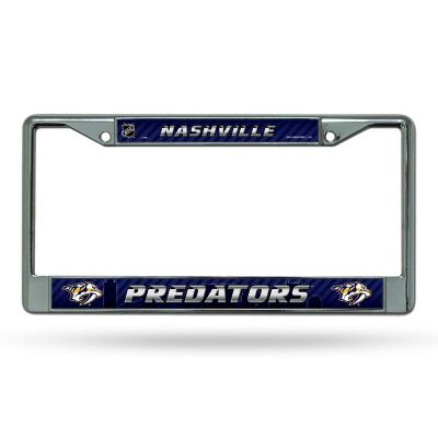 Rico Industries NHL Hockey Nashville Predators  12" x 6" Chrome Frame With Decal Inserts - Car/Truck/SUV Automobile Accessory Image 1