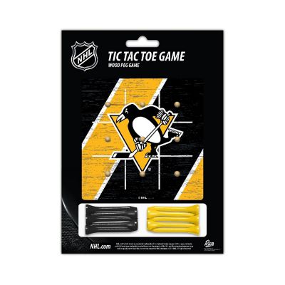 Rico Industries NHL Hockey Pittsburgh Penguins  4.25" x 4.25" Wooden Travel Sized Tic Tac Toe Game - Toy Peg Games - Family Fun Image 2