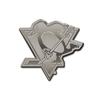 Rico Industries NHL Hockey Pittsburgh Penguins Standard Antique Nickel Auto Emblem for Car/Truck/SUV Image 1