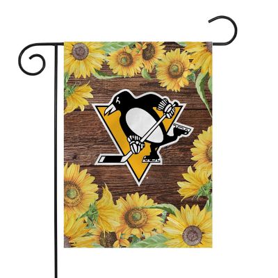 Rico Industries NHL Hockey Pittsburgh Penguins Sunflower Spring 13" x 18" Double Sided Garden Flag Image 1