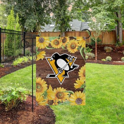 Rico Industries NHL Hockey Pittsburgh Penguins Sunflower Spring 13" x 18" Double Sided Garden Flag Image 2