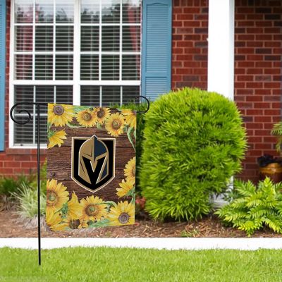 Rico Industries NHL Hockey Vegas Golden Knights Sunflower Spring 13" x 18" Double Sided Garden Flag Image 1