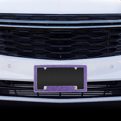Rico Industries Purple Glitter All Over Automotive License Plate Frame for Car/Truck/SUV (12" x 6") Image 1