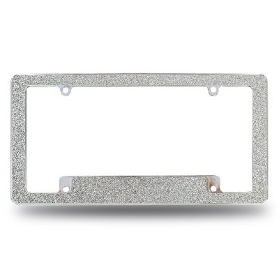 Rico Industries Silver Glitter All Over Automotive License Plate Frame for Car/Truck/SUV (12" x 6") Image 1