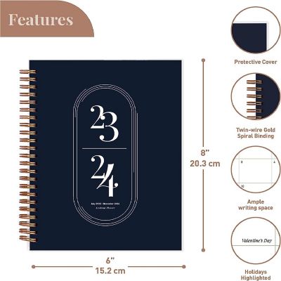 Rileys 2023-2024 18-Month Academic Weekly Planner - Academic Weekly & Monthly Agenda Planner, Flexible Cover, Notes Pages  (8 x 6 inches, Midnight Blue) Image 1