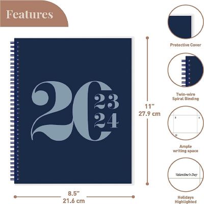 Rileys 2023-2024 18-Month Academic Weekly Planner - Typographic Weekly & Monthly Agenda Planner (8.5 x 11 inches, Blue) Image 1