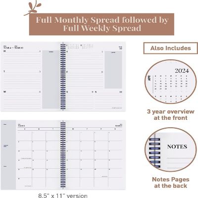 Rileys 2023-2024 18-Month Academic Weekly Planner - Typographic Weekly & Monthly Agenda Planner (8.5 x 11 inches, Blue) Image 3