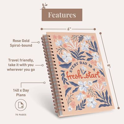 Rileys & Co Undated Planner For Women, 240 Pages To Do List Notebook, 8 x 6" - Fresh Start Image 1