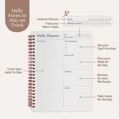 Rileys & Co Undated Planner For Women, 240 Pages To Do List Notebook, 8 x 6" - Fresh Start Image 2