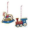 Rocking Horse And Train Ornament (Set Of 12) 3.75"L X 3.5"H, 4"L X 2.75"H Paper/Plaster Image 1